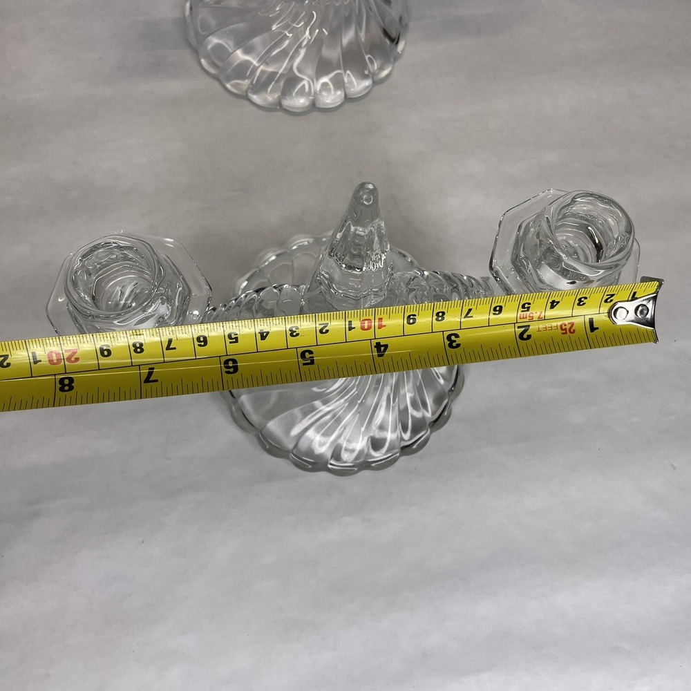 Fostoria Colony Crystal Double Candlesticks 6½"Tall With Center Sphere 8½" Wide - Picture 11 of 11